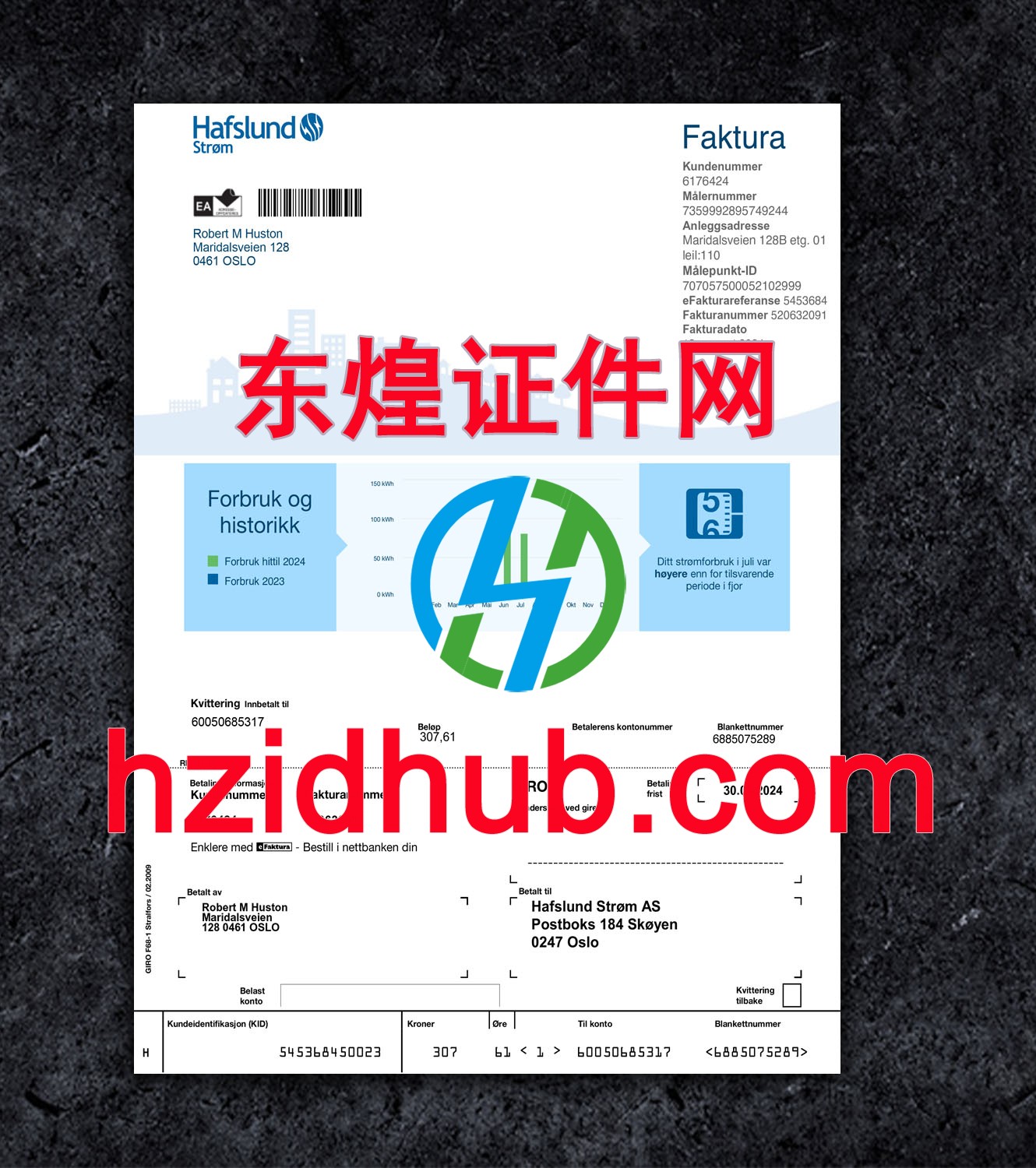 制作高仿挪威能源账单